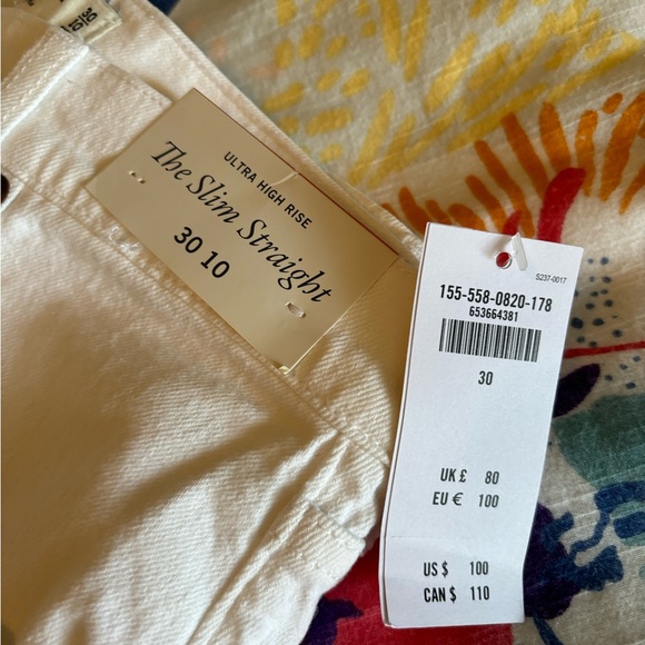 Abercrombie The Slim Straight Ultra High Rise White Denim - Picture 2 of 6